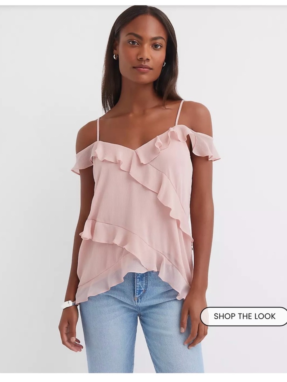 LOFT Dusty Blush Ruffle Cold-Shoulder Cami